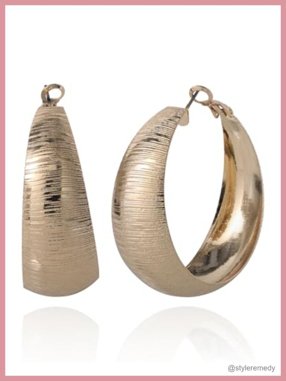Chunky Wide Gold-Tone Hoop Earrings Omega Back Statement